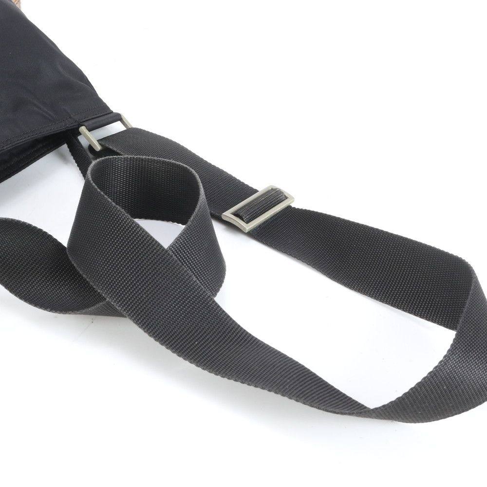 プラダ テスート ナイロン 三角 トライアングル ロゴ レザー ショルダーバッグ 斜め掛け メッセンジャー 黒 メンズ EUE DB 39-9