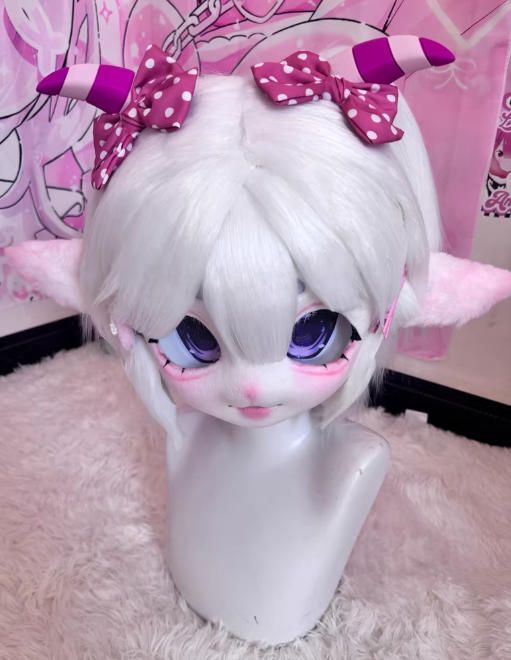 着ぐるみヘッド kigurumi NO 191 羊 白 ピンク ファースーツ 全頭ヘッド ケモノ マスク ぬいぐるみ コスプレ コスチューム