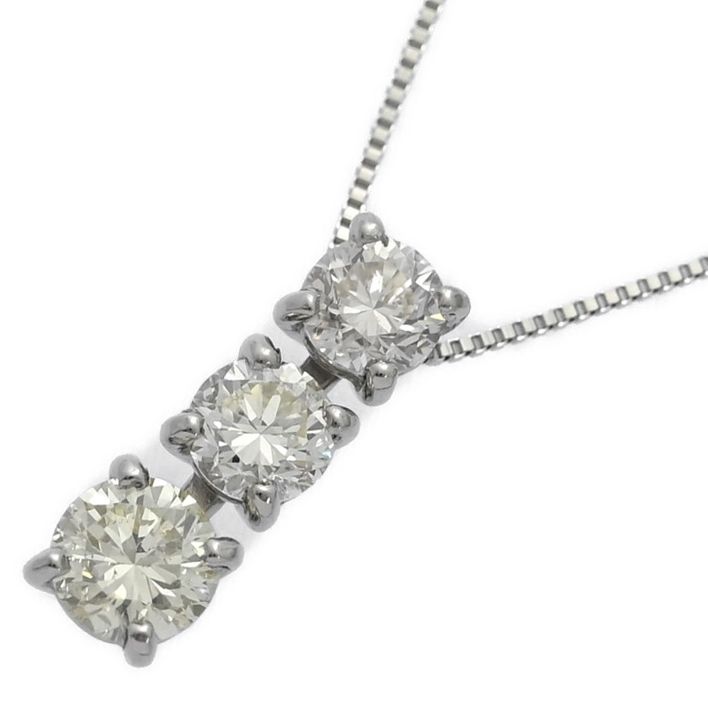 1.628ct/3連セッティング 3P･ダイヤモンドネックレス･ペンダント/Pt900-Pt850-3g/プラチナ 翌日配送可【S】【メンズ ...