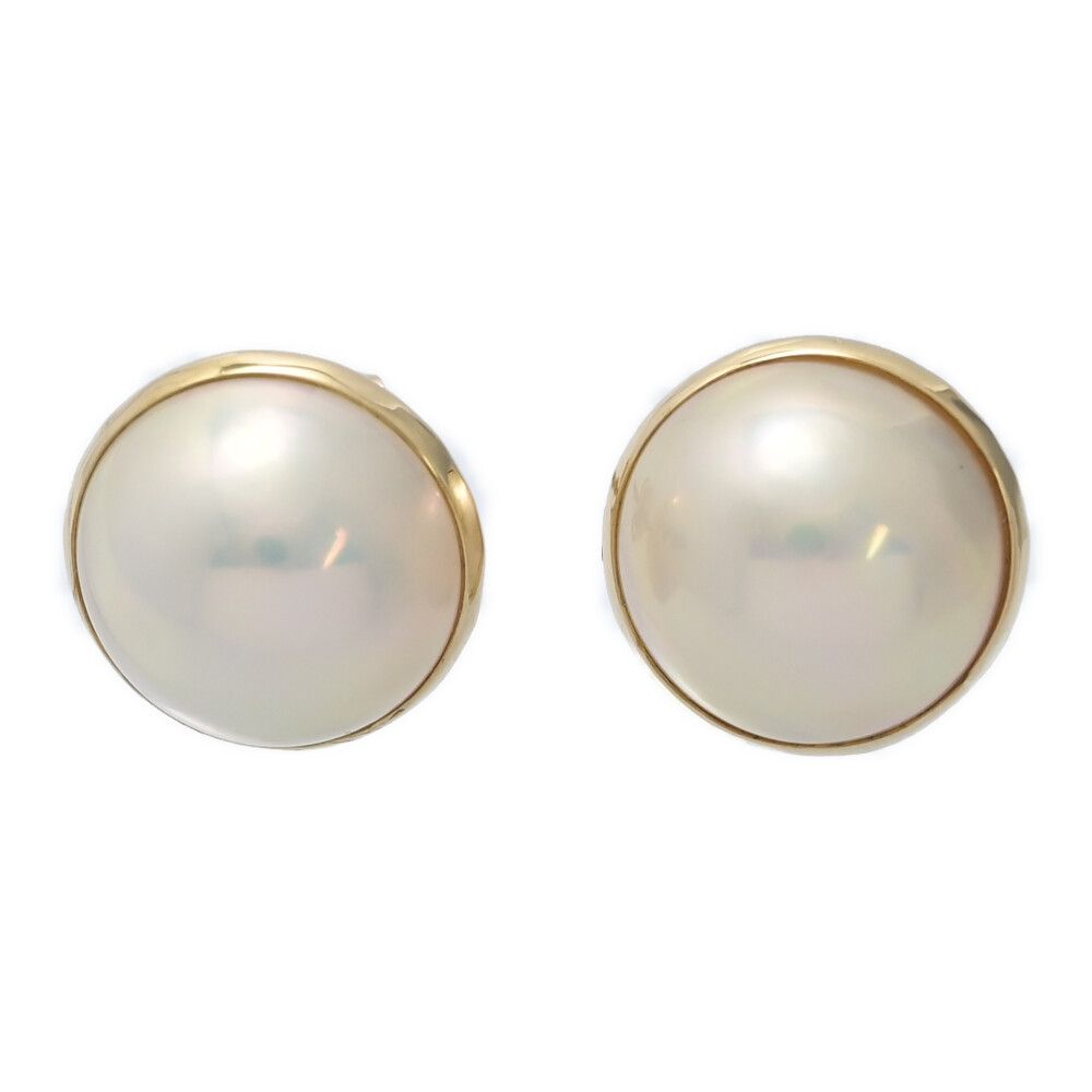 ペアスタッド･マベ真珠|マベパール|養殖真珠･真珠 パール ピアス|K 18 YG|750-3.2 g|イエローゴールド 翌日配送可 ♀ S レディース 598822