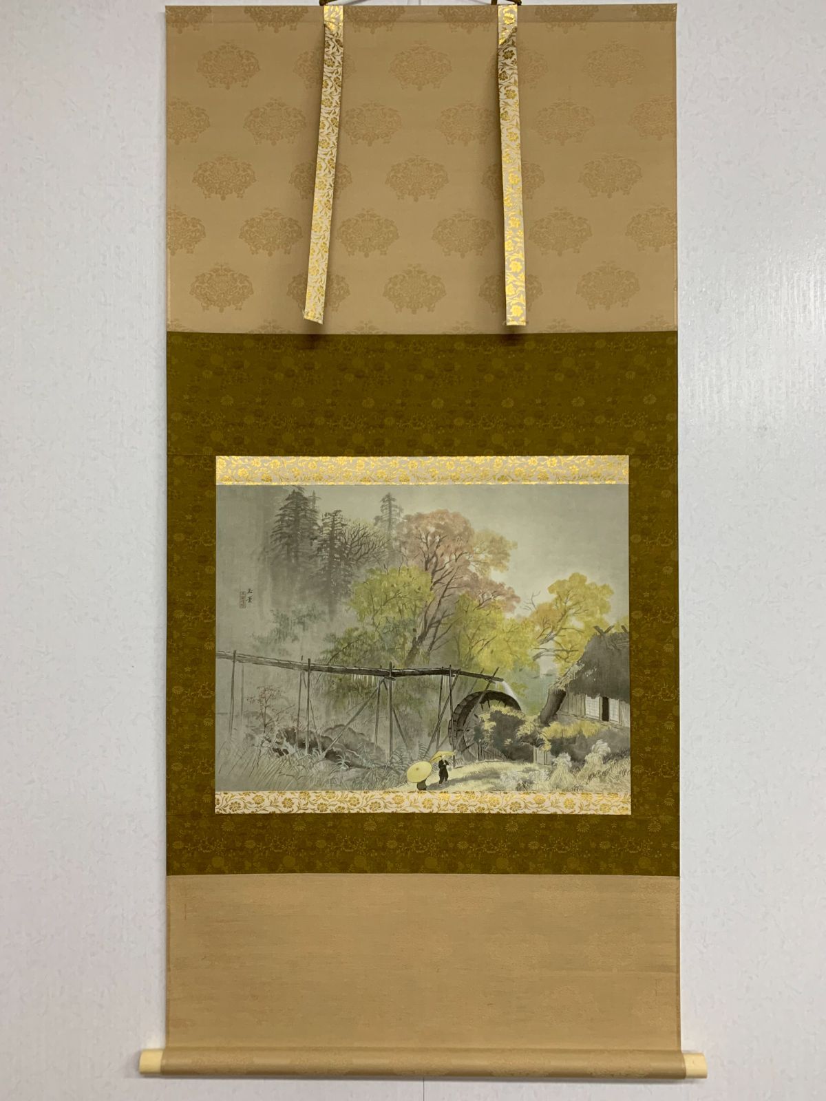 掛け軸】201 川合玉堂「彩雨」リトグラフ 日本画家 限定164/300部