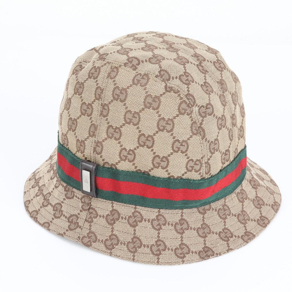グッチ GGキャンバス シェリー ライン バケットハット バケハ M 帽子 ファッション おしゃれ メンズ EWM DD 11-1