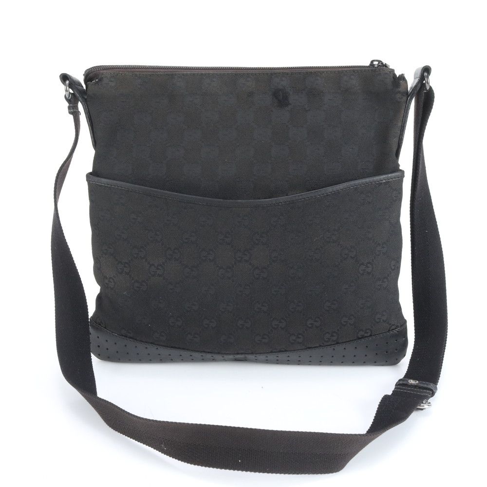 グッチ GGキャンバス 145857 レザー ショルダーバッグ 斜め掛け メッセンジャー 通勤 ブラック 黒 メンズ RWM DD 11 6