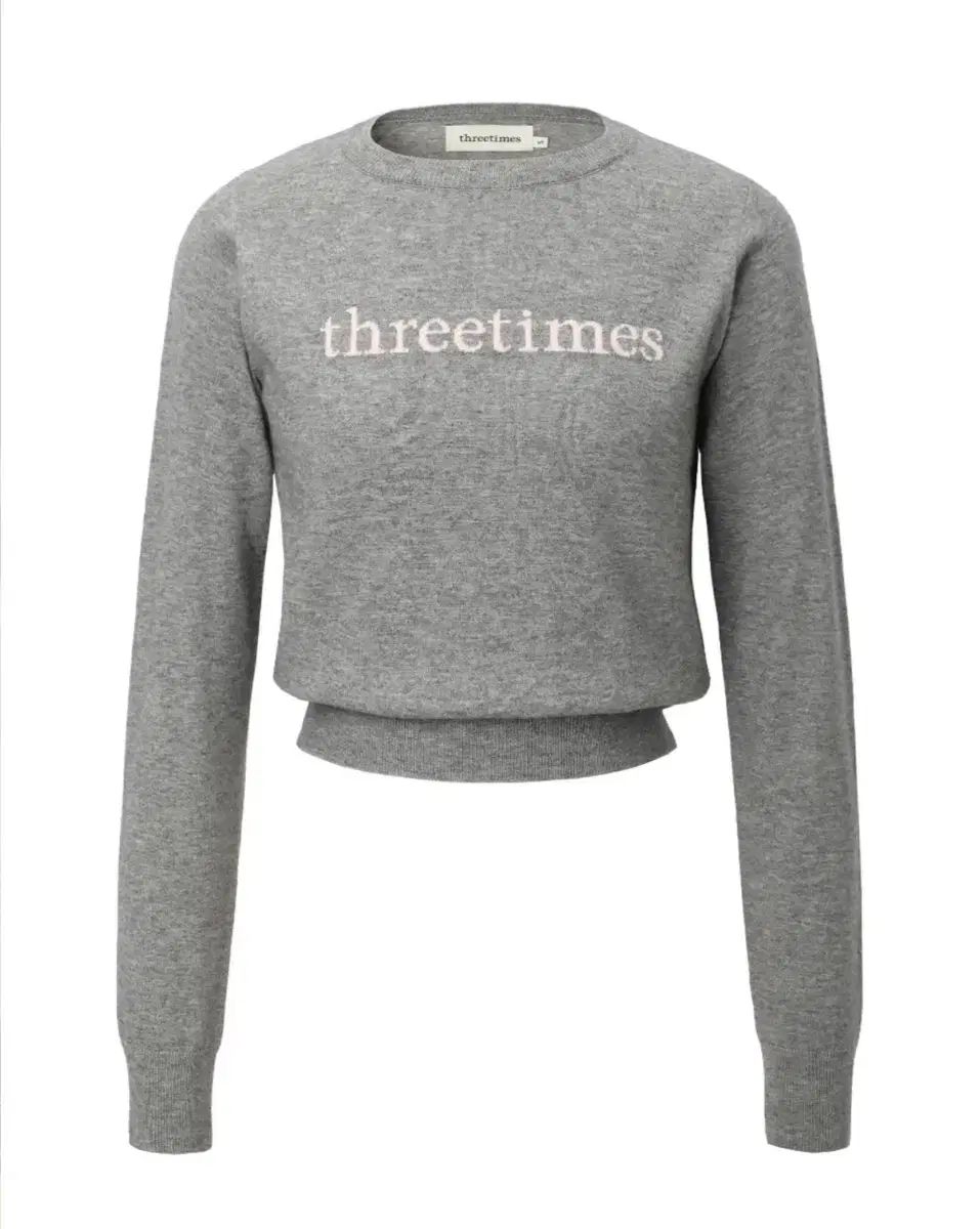 スリータイムズ Classic pink logo top ニット