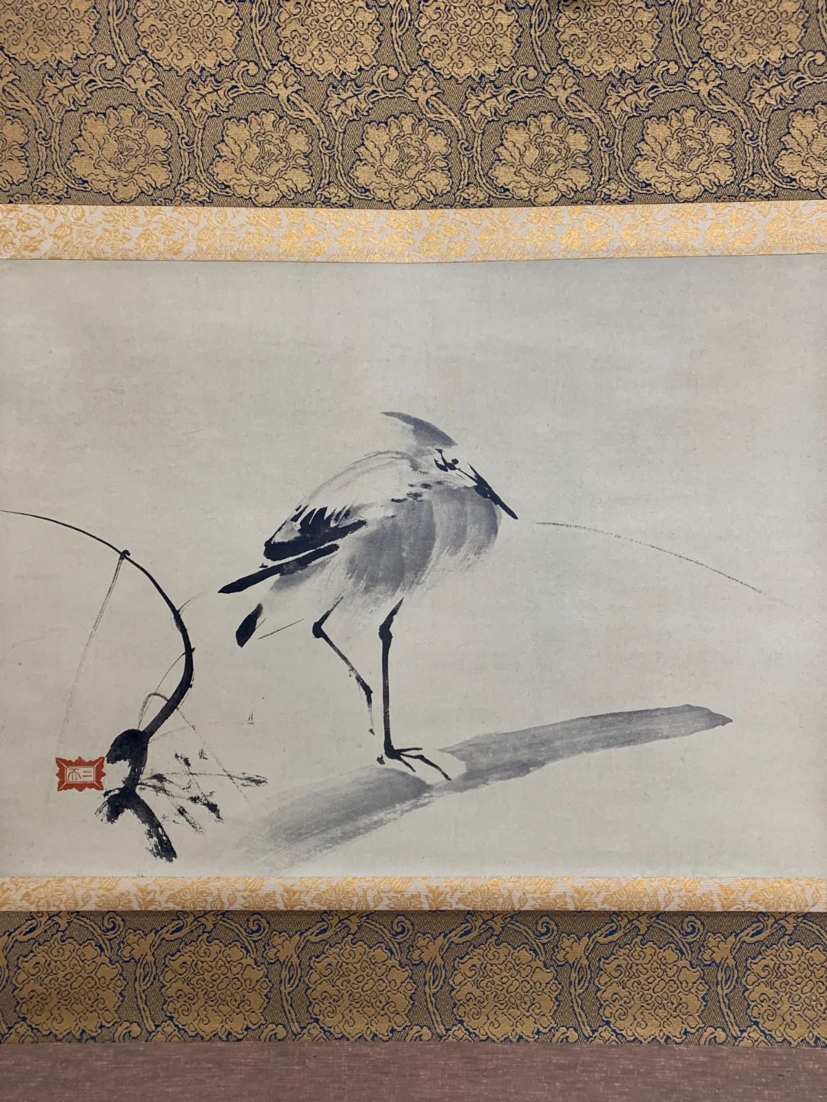 掛け軸】204 宮本武蔵「鷺之図」印刷工芸 花鳥 #茶掛 #掛軸 #古美術