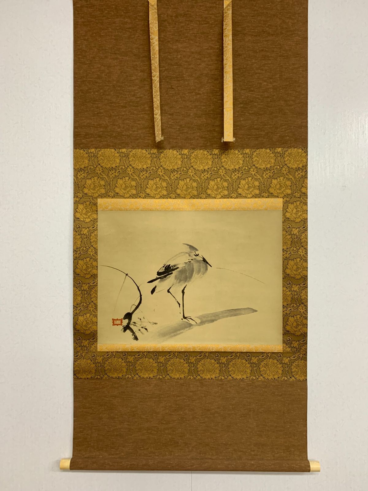 掛け軸】204 宮本武蔵「鷺之図」印刷工芸 花鳥 #茶掛 #掛軸 #古美術