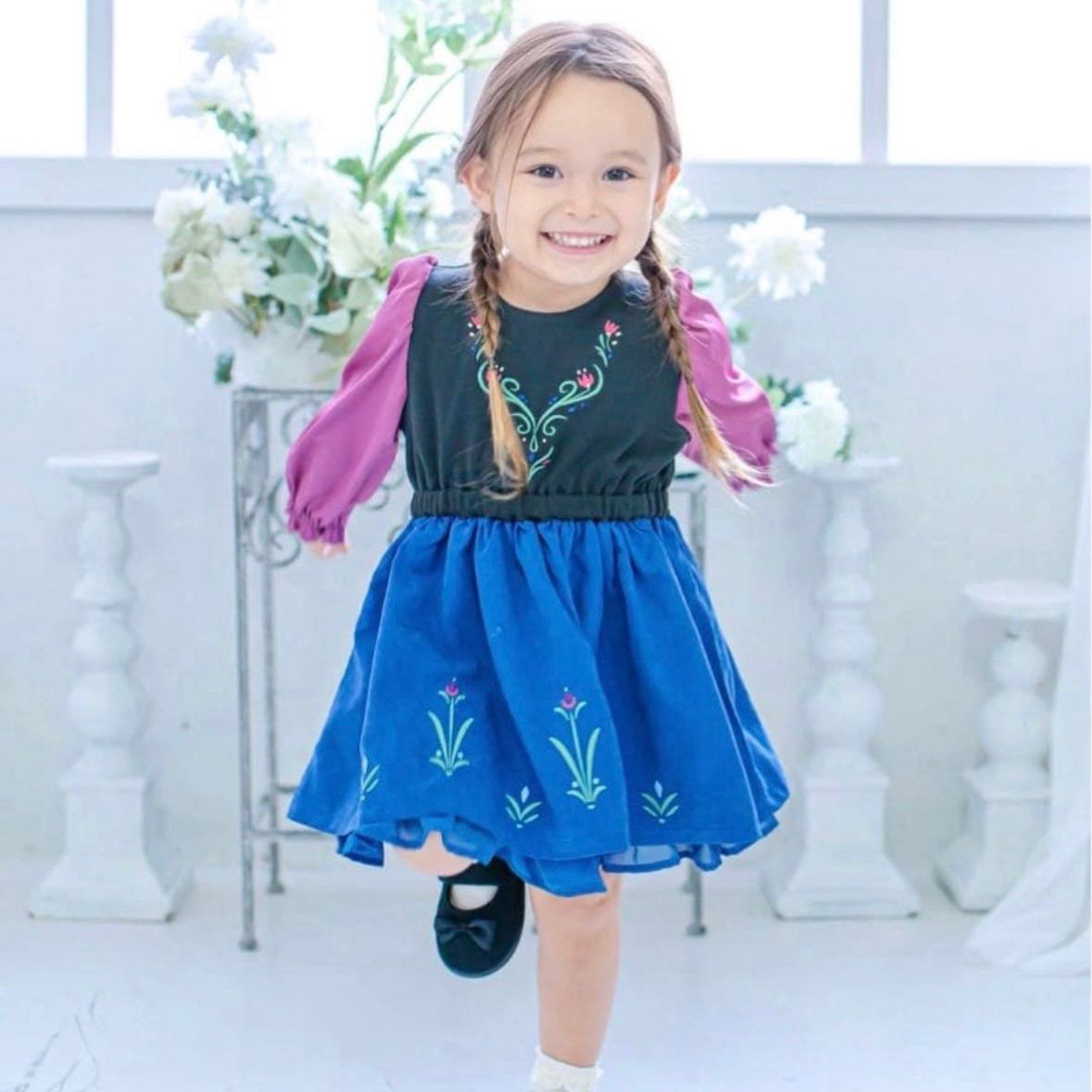 しまむら　アナ　ワンピース しまむら kaho コラボ キッズ ワンピース アナと雪の女王 アナ 新品