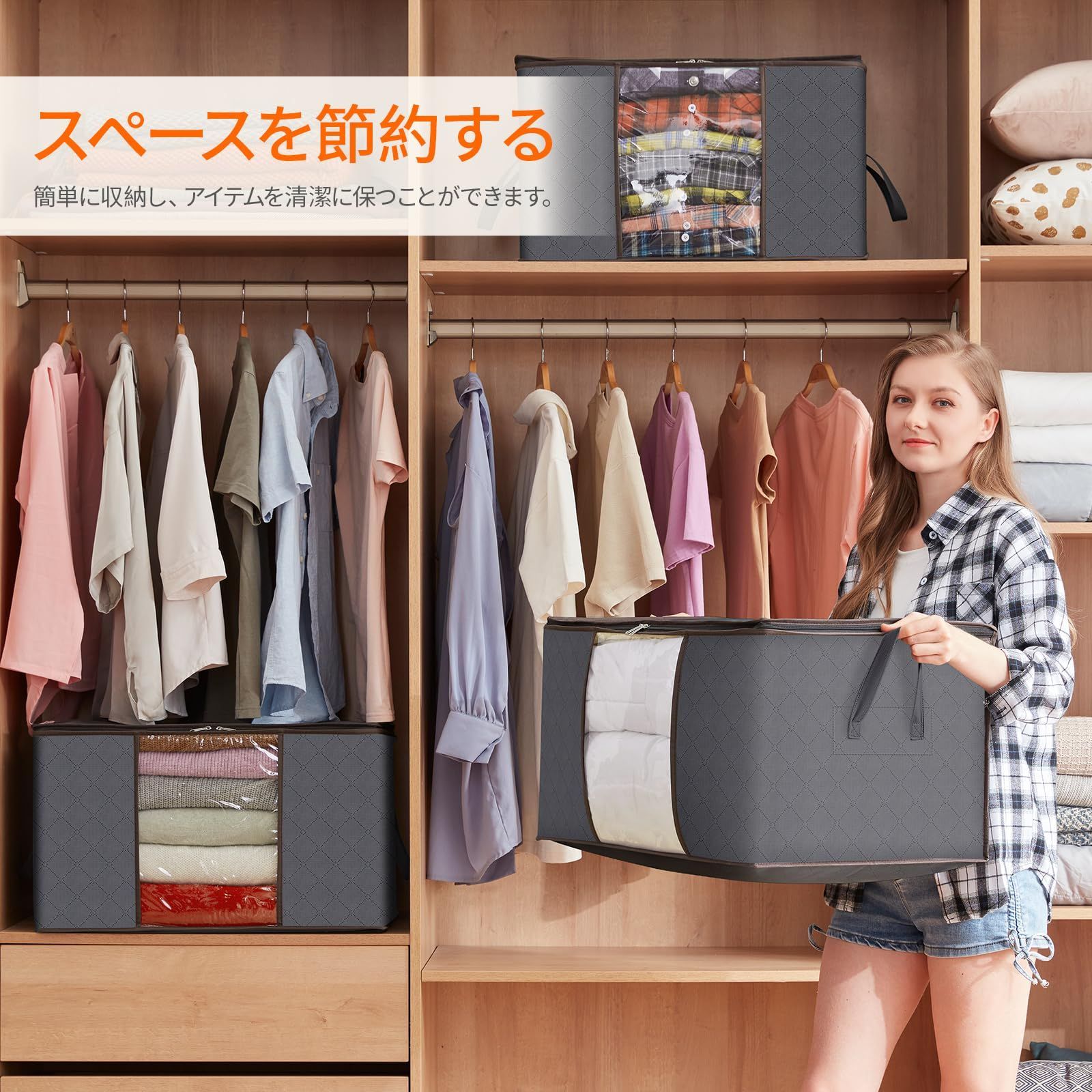 お得，大得価 【人気商品】透明窓付き 大きく開く上部ファスナー 持ち