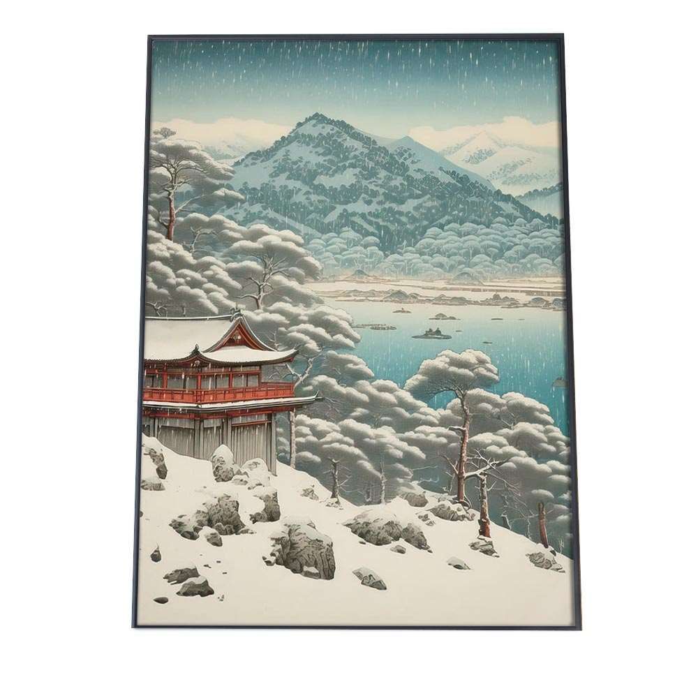 【B2サイズ（約51x73cm）】【lh-poster-844】令和の浮世絵 版画風 ポスター 旅館 モダン インテリア 和風 日本古来 花魁 女性 着物 赤 北斎 川瀬巴水 紙