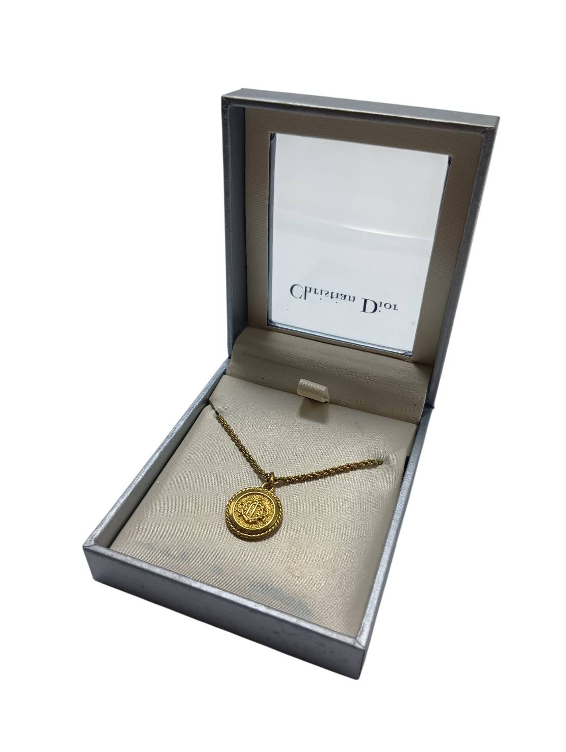 【未使用品】Christian Dior クリスチャンディオール CDロゴ コインネックレス ゴールド 希少 ヴィンテージ