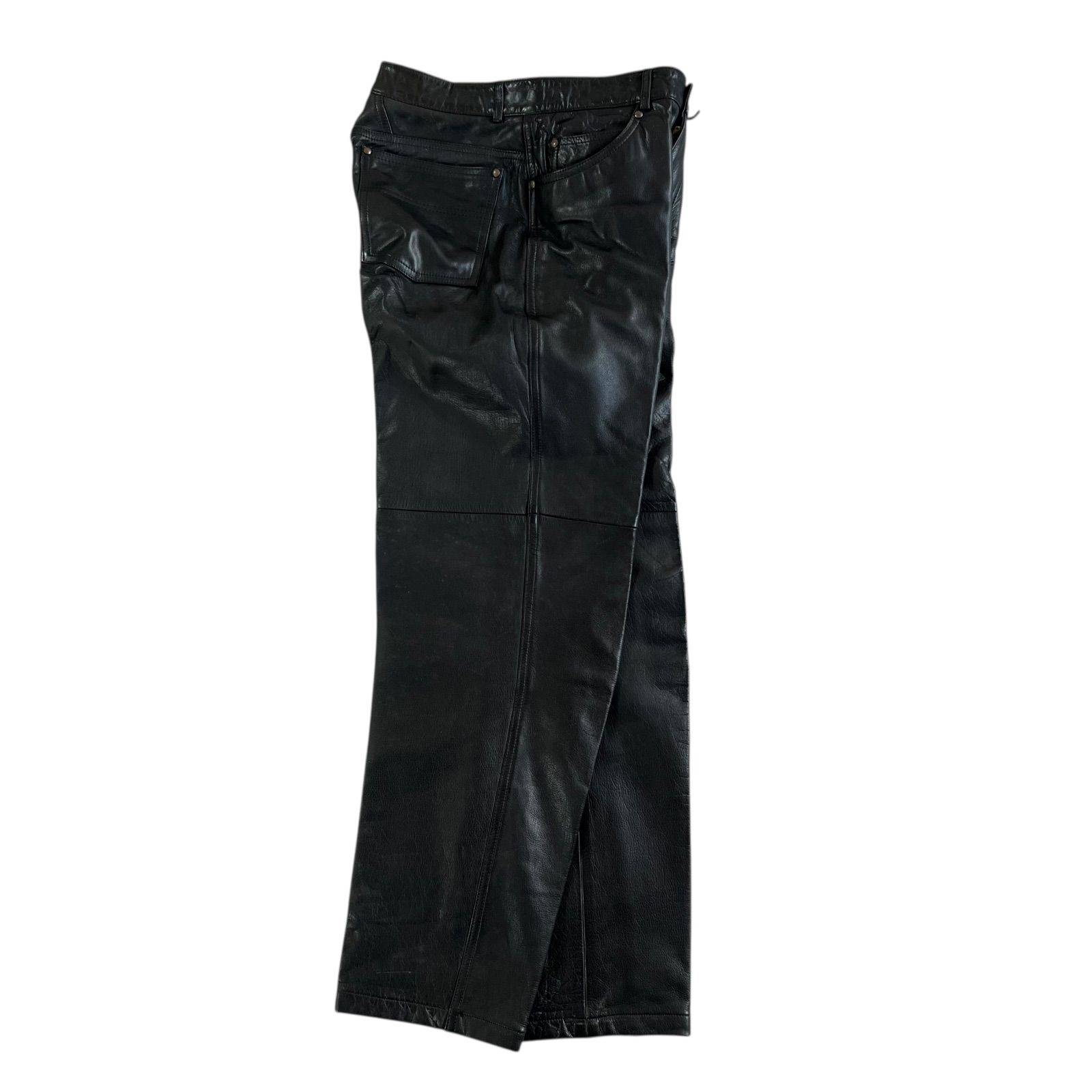 COMME des GARCONS HOMME | コムデギャルソンオム 80 s アーカイブ カウレザー テーパードスラックス ブラック Sサイズ 日本製