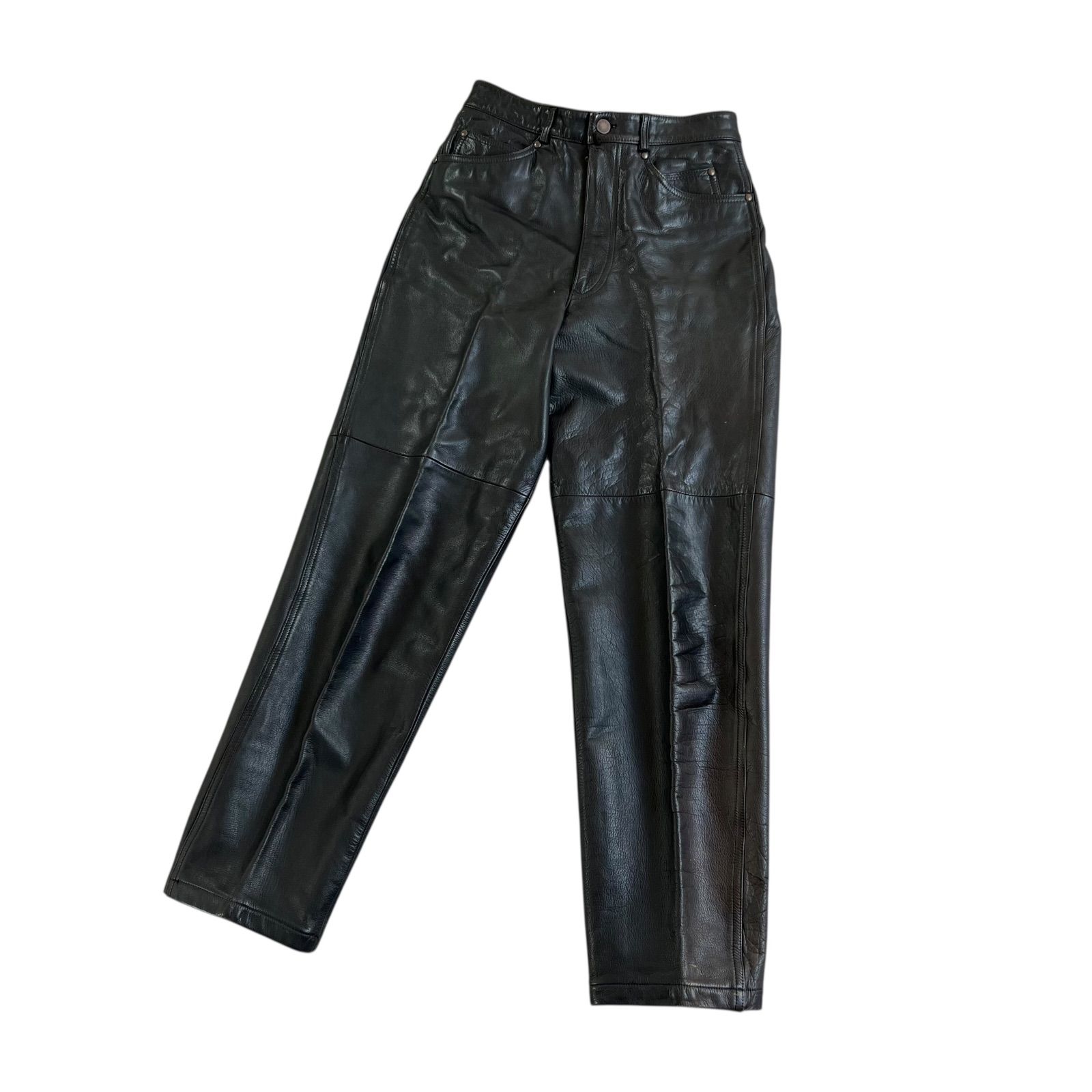 COMME des GARCONS HOMME | コムデギャルソンオム 80 s アーカイブ カウレザー テーパードスラックス ブラック Sサイズ 日本製