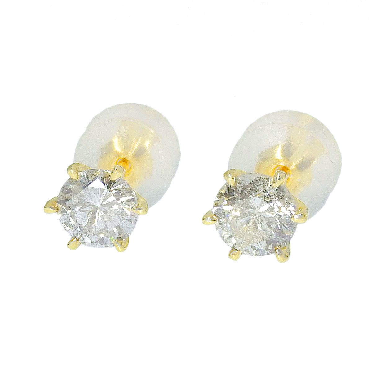 K 18 ゴールド ダイヤモンド 0.503 ct 0.528 ピアス 一粒ダイヤモンド レディース