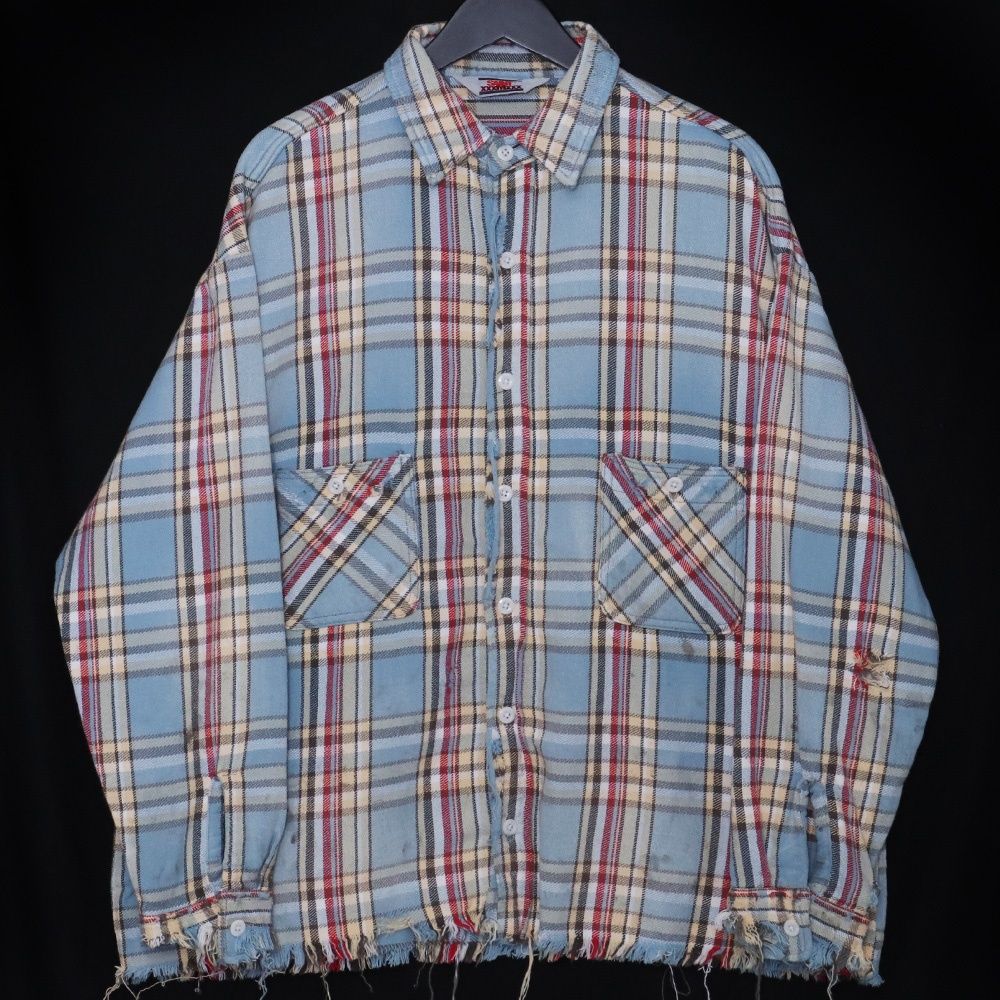 SAINT MICHAEL × LASTMAN FLANNEL SHIRT Mサイズ ライトブルー SM-YS 1-0000-C 37