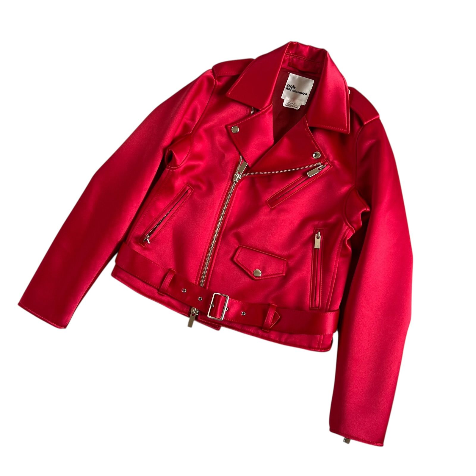 noir kei ninomiya COMME des GARCONS ノワール ケイニノミヤ コムデギャルソン ポンディング ダブルライダースジャケット レッド XSサイズ AD 2025