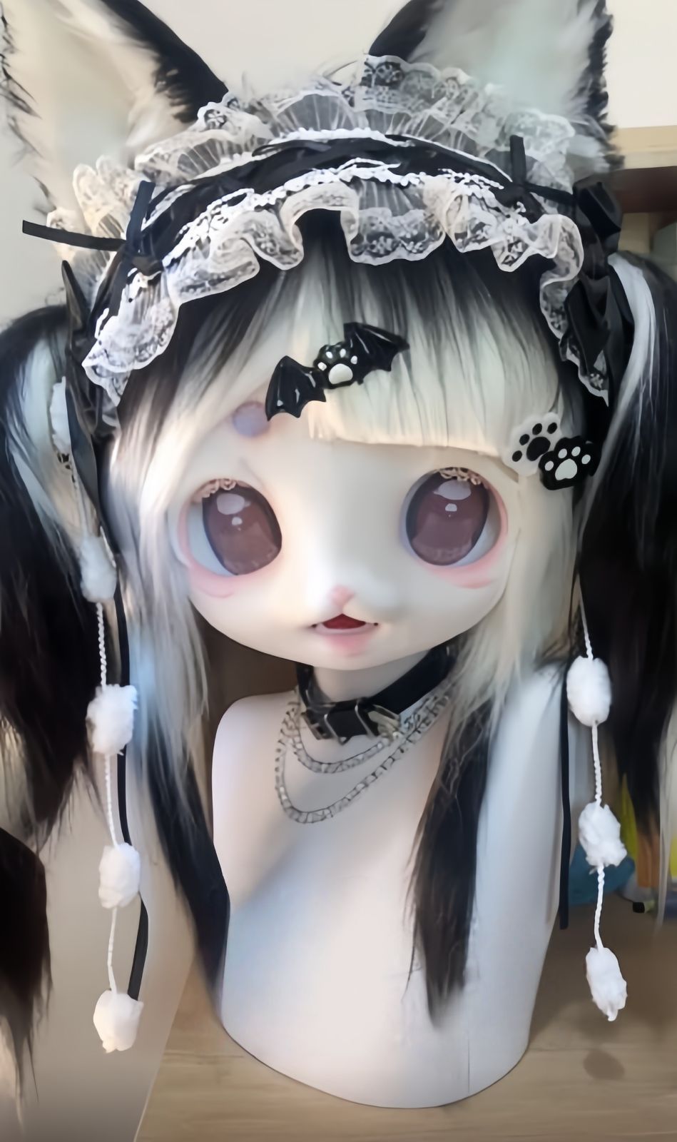 着ぐるみヘッド kigurumi NO.194 猫 黒白 ファースーツ 全頭ヘッド ケモノ マスク ぬいぐるみ コスプレ コスチューム 一点物