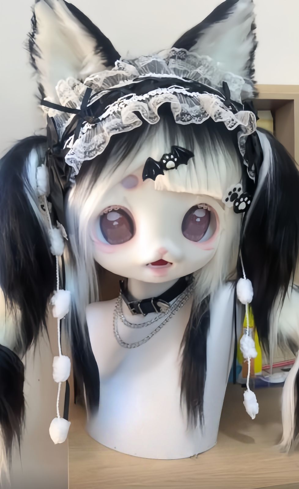 着ぐるみヘッド kigurumi NO.194 猫 黒白 ファースーツ 全頭ヘッド ケモノ マスク ぬいぐるみ コスプレ コスチューム