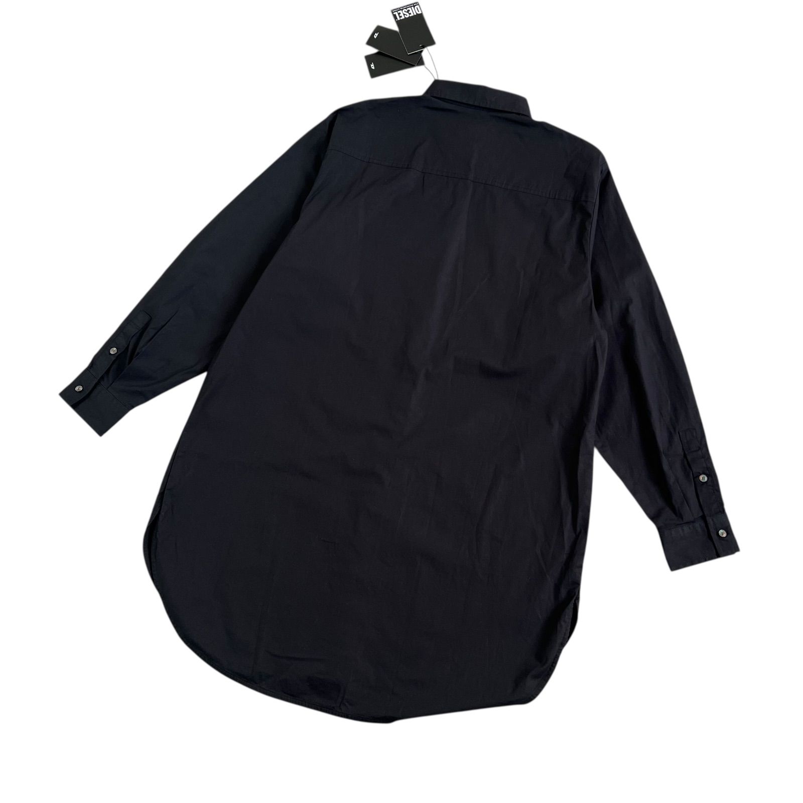  DIESEL ディーゼル D SUPER I OUT DRESS シャツワンピース 襟刺繍 ブラック Sサイズ インド製 長袖 七分袖 ひざ丈ワンピース