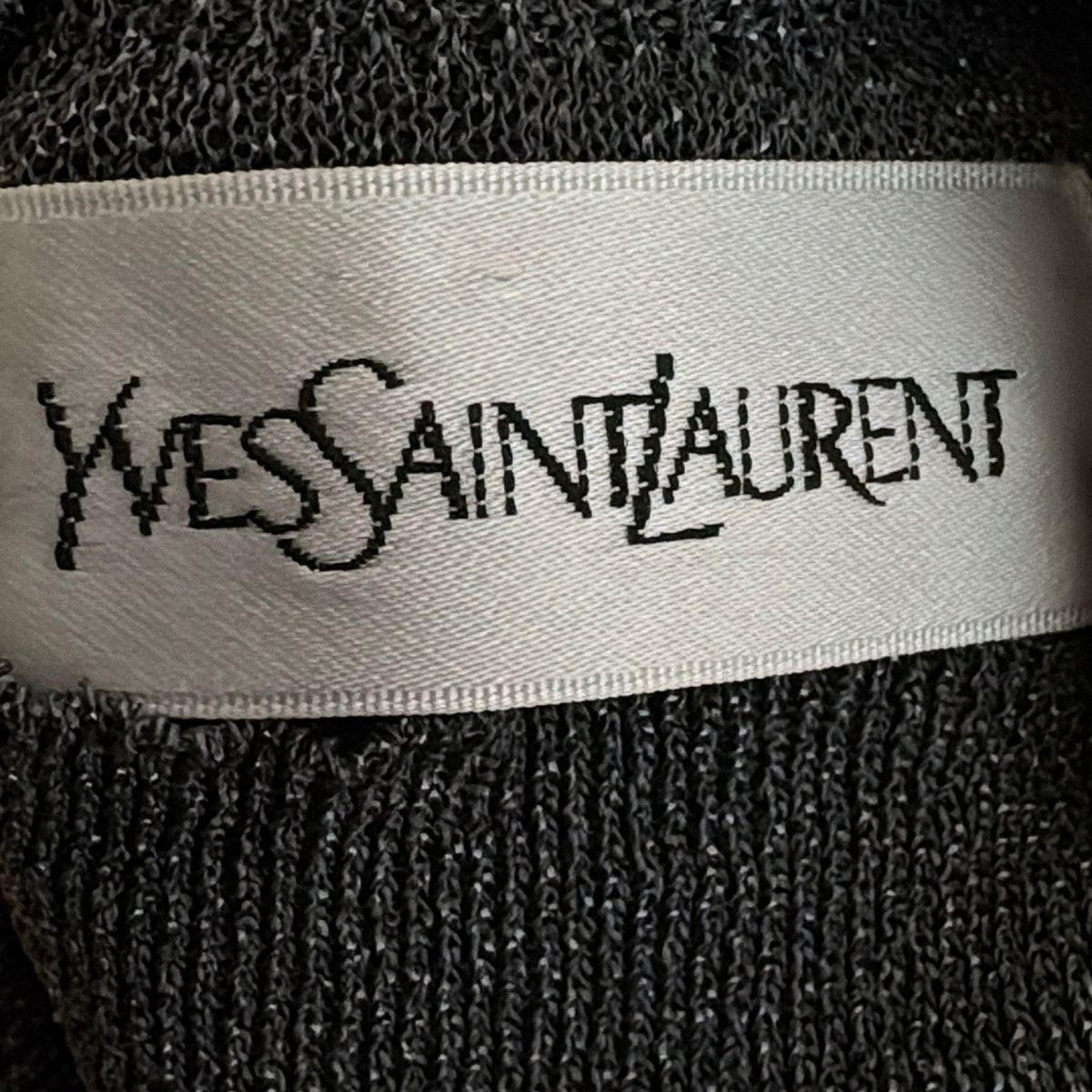  YvesSaintLaurent イヴサンローラン ノースリーブセーター サイズM レディース - ダークグレー ハイネック ラメ ラインストーン ノースリーブ ニット セーター
