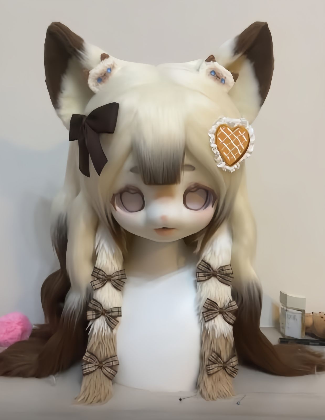 着ぐるみヘッド kigurumi NO.195 猫 茶色 ファースーツ 全頭ヘッド ケモノ マスク ぬいぐるみ コスプレ コスチューム