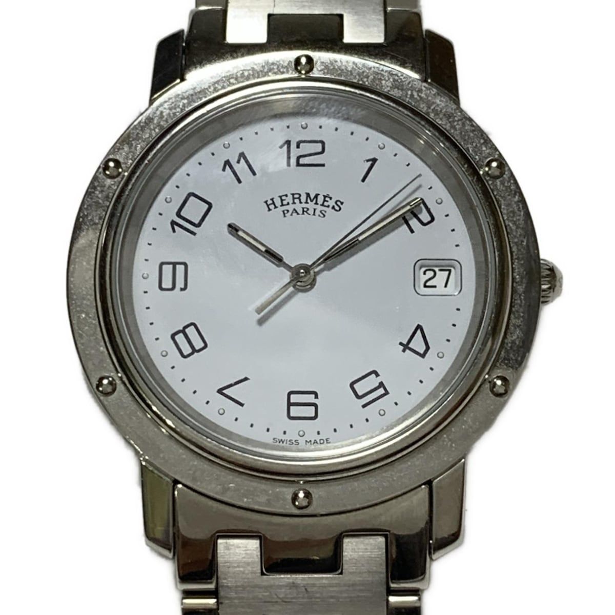 HERMES エルメス 腕時計 クリッパー CL 6.710 メンズ 白