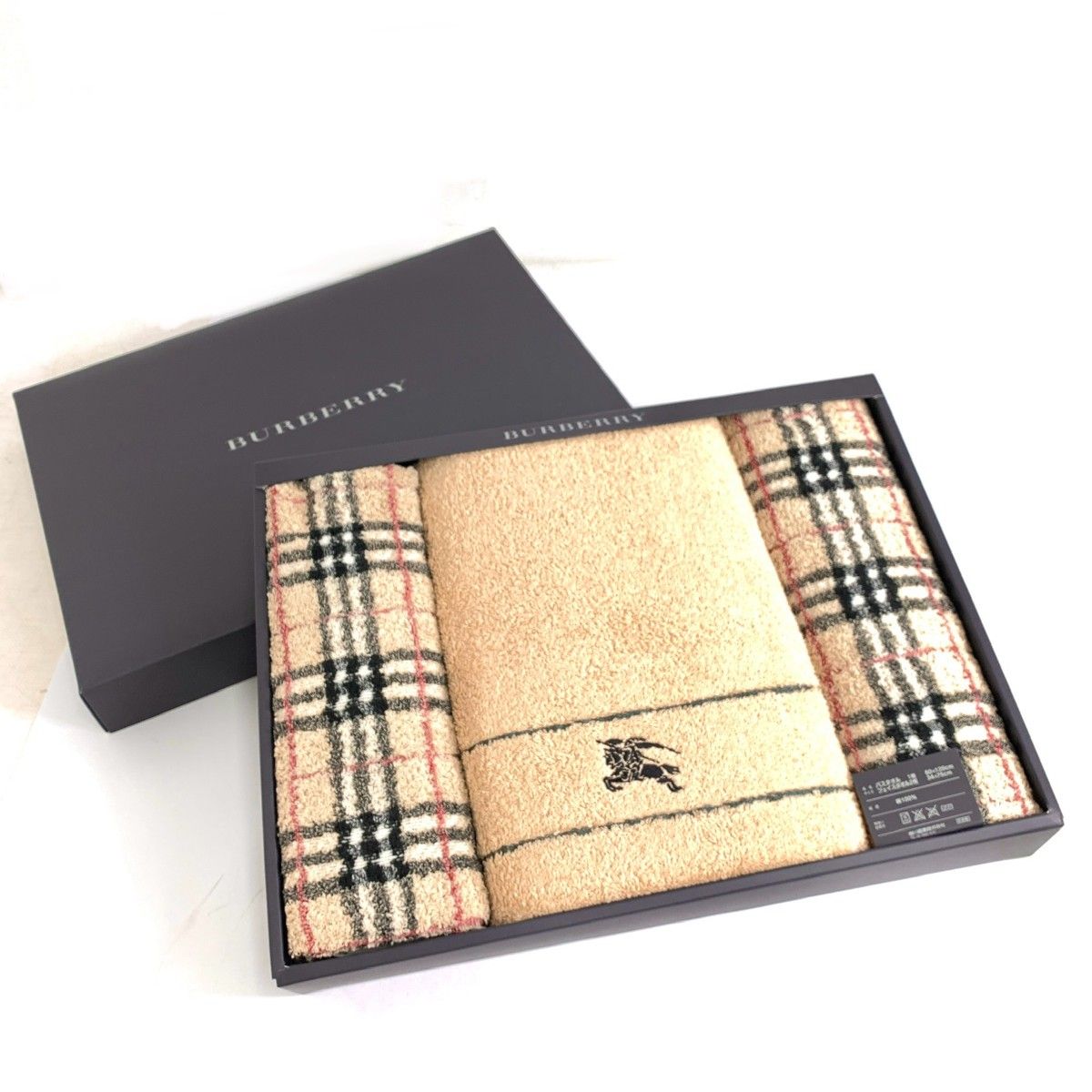 LONDON バーバリーロンドン バスタオル フェイスタオル セット ノバチェック ホース刺繍 ベージュ