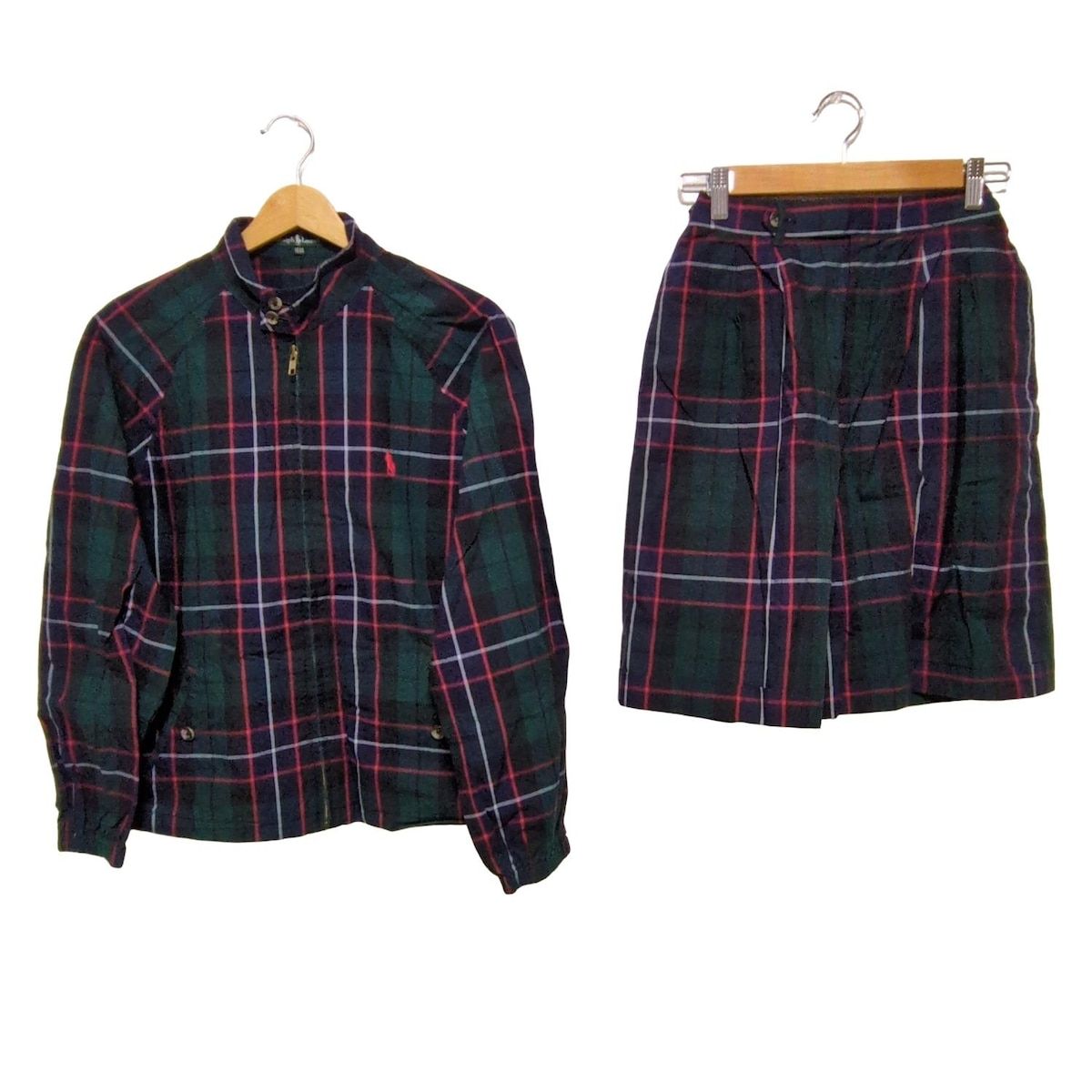 RalphLauren ラルフローレン レディースパンツセットアップ レディース - ダークグリーン×ネイビー×マルチ チェック柄|ジップアップ