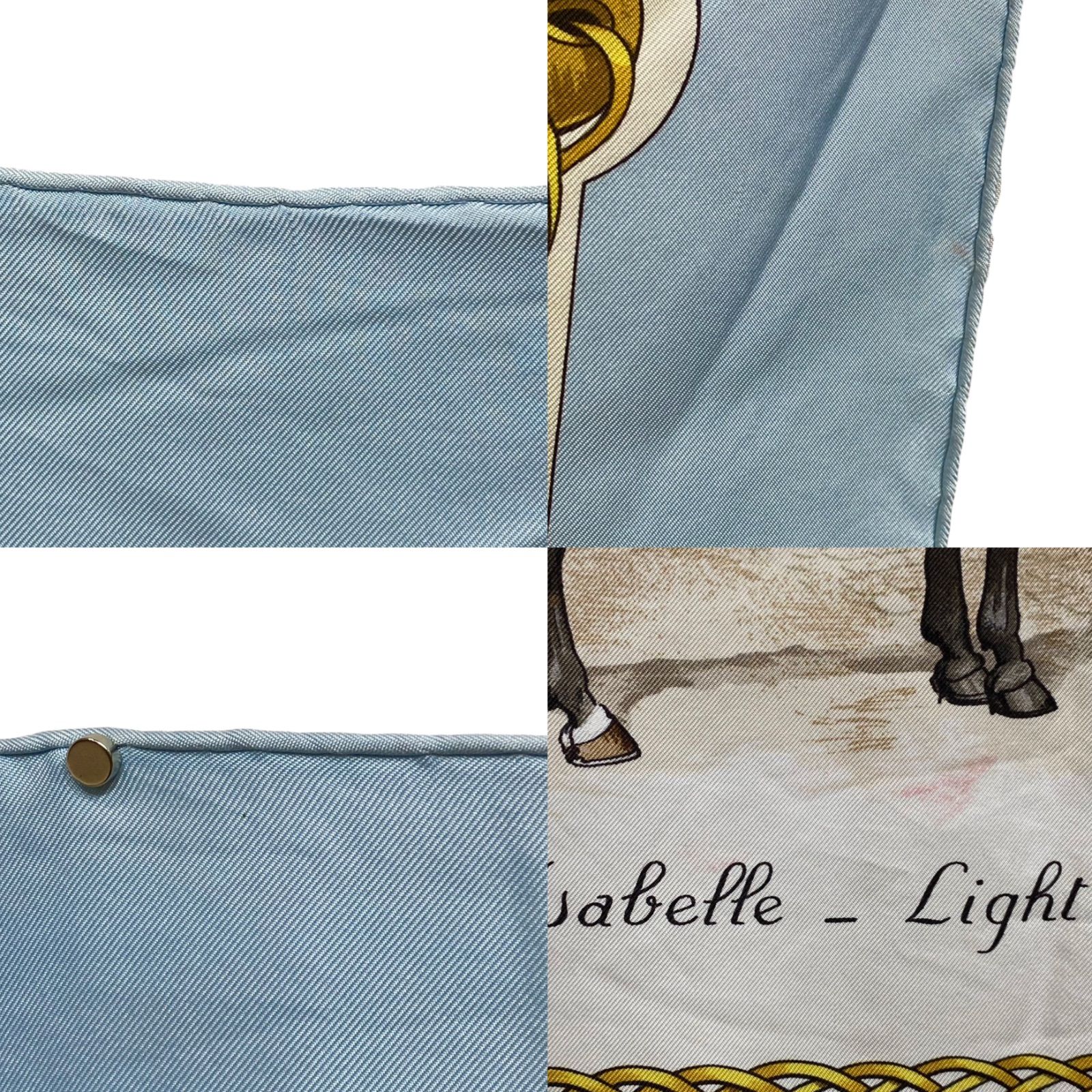 エルメス カレ90 LES ROBES シルクスカーフ 馬の毛色 水色 HERMES