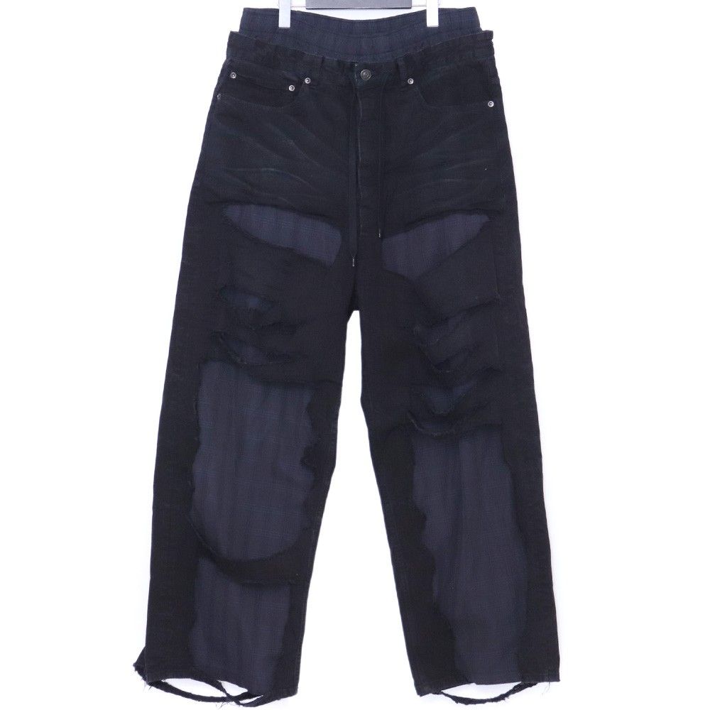 BALENCIAGA パッチワーク PYJAMA ワイドデニムパンツ Sサイズ ブラック 