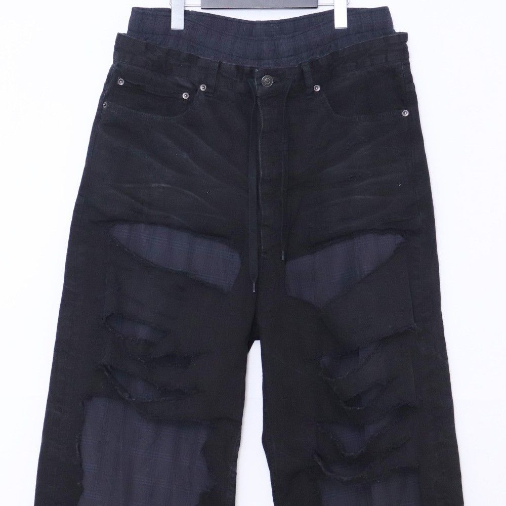 BALENCIAGA パッチワーク PYJAMA ワイドデニムパンツ Sサイズ ブラック