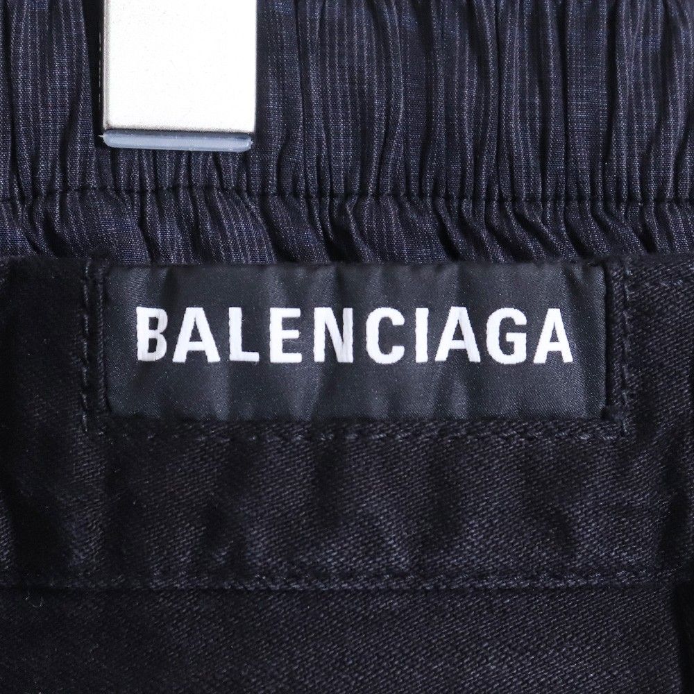 BALENCIAGA パッチワーク PYJAMA ワイドデニムパンツ Sサイズ ブラック 