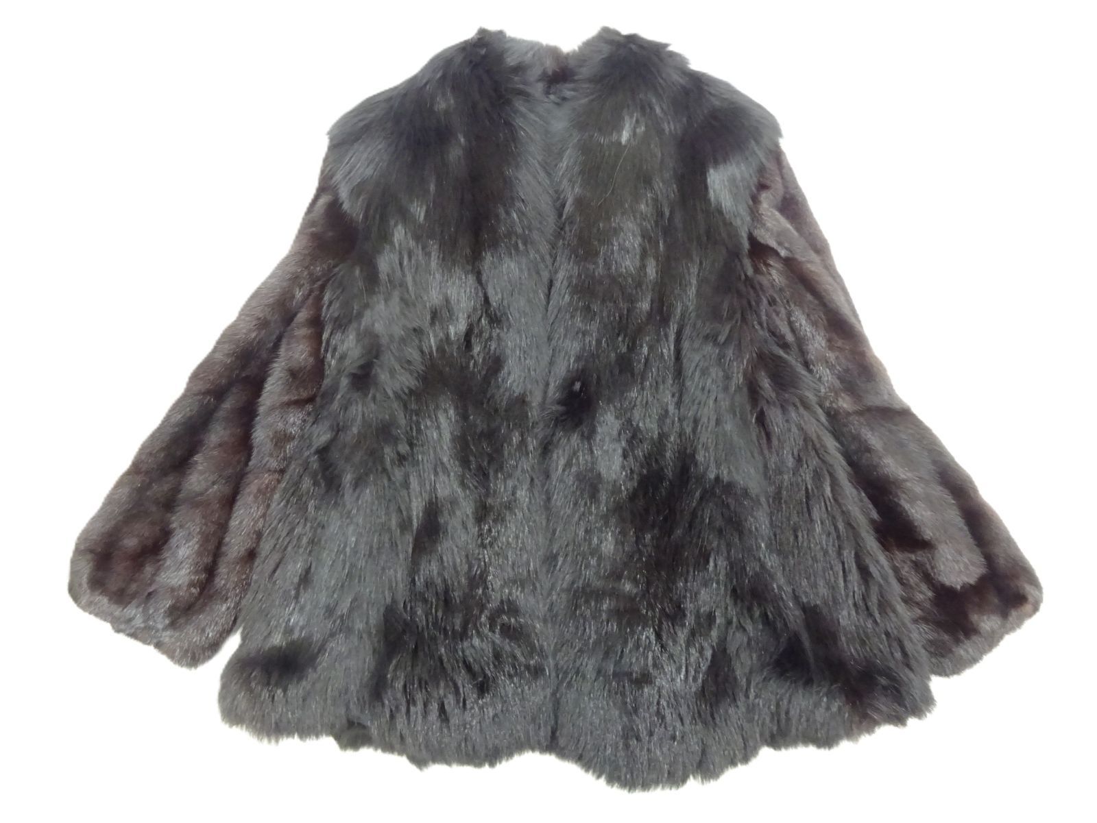 毛皮 コート 切替 ジップ付 袖ミンク リアルファー【ヴィンテージ】