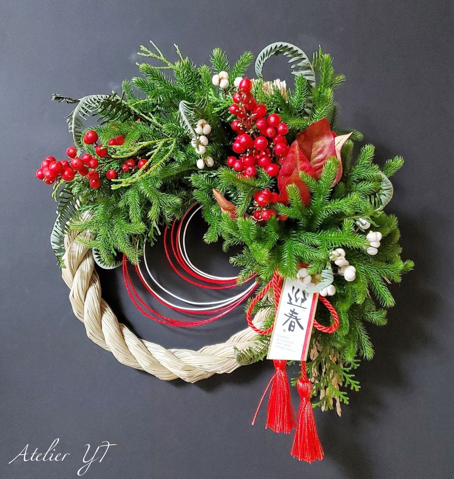 144）しめ縄 しめ縄飾り しめ縄リース お正月飾り フラワーリース