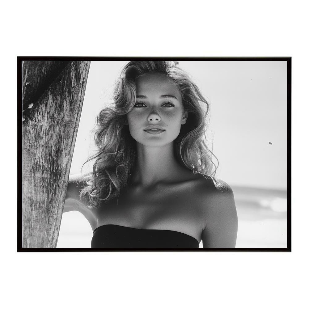 レリーフ　専用 B2サイズ（約51x73cm）】【lh-poster-8589】サーフガール モノクロ 海