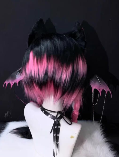 着ぐるみヘッド kigurumi NO.198 キツネ 黒 ピンク ファースーツ 全頭ヘッド ケモノ マスク ぬいぐるみ コスプレ コスチューム