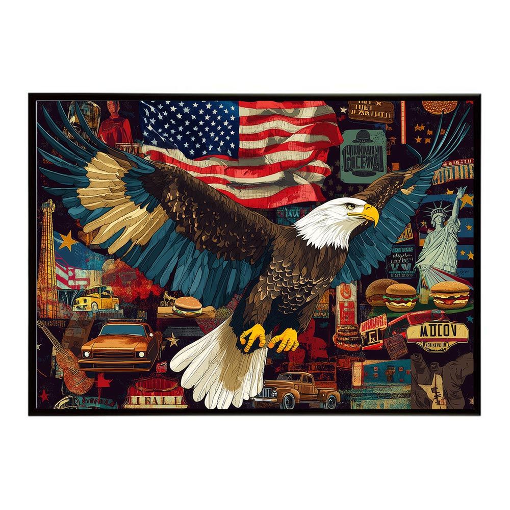 ささきページ A2サイズ（約42x59cm）】【lh-poster-8652】アメリカン＆イーグル 国旗