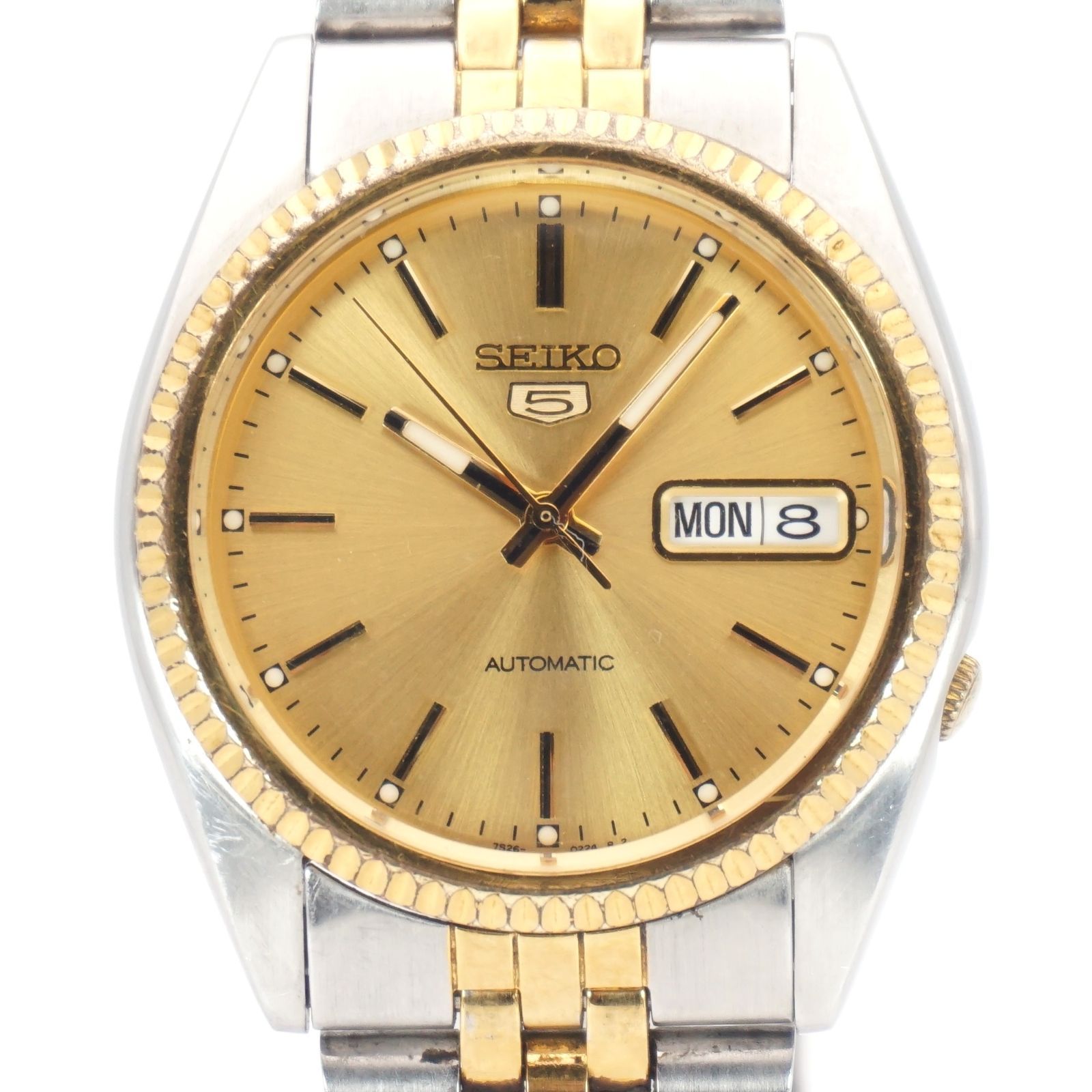 SEIKO セイコー5 7 S 26-3110 ゴールド文字盤 自動巻 デイデイト 風防交換済 メンズ 機械式