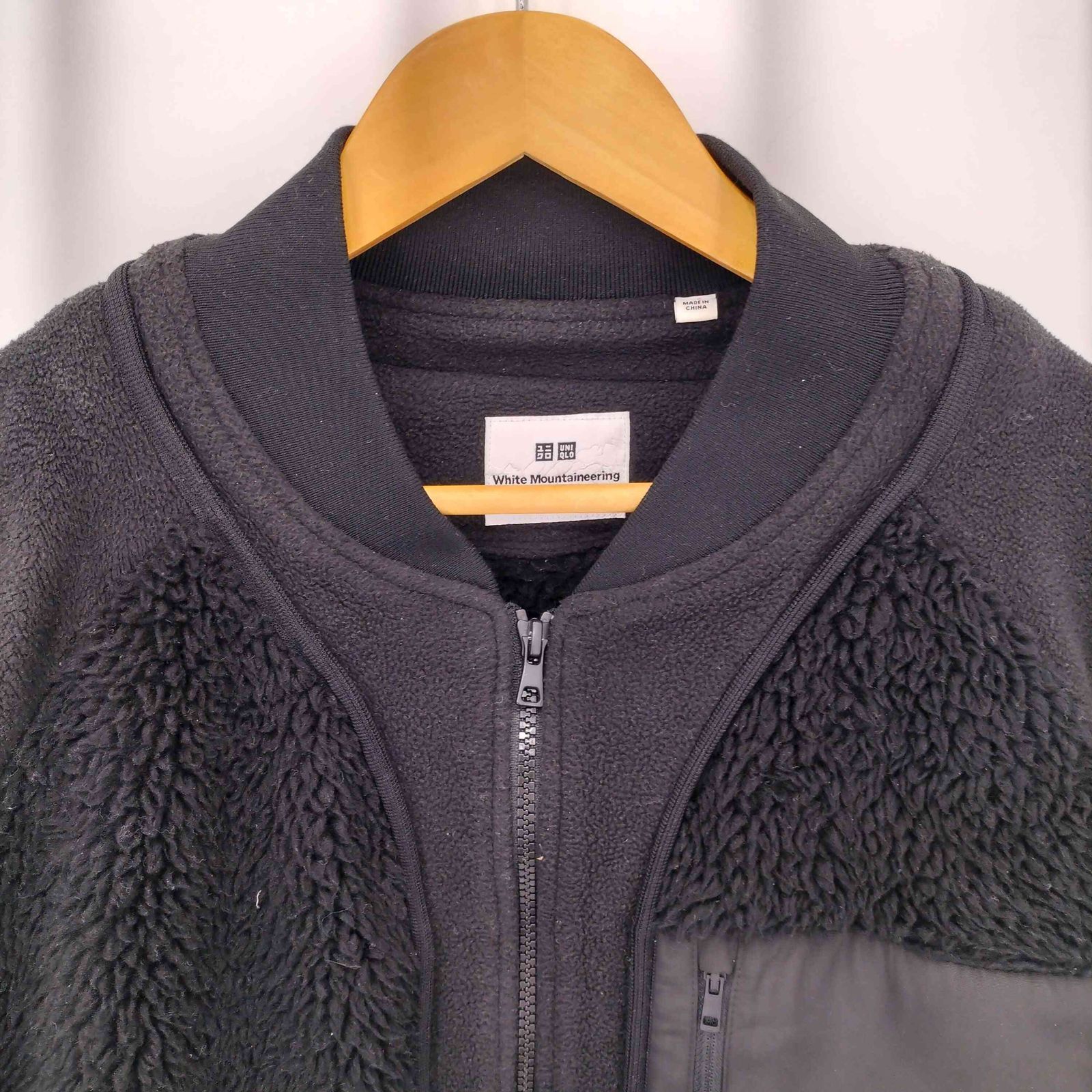 ユニクロ UNIQLO パイピングデザイン ノーカラー フリースジャケット 