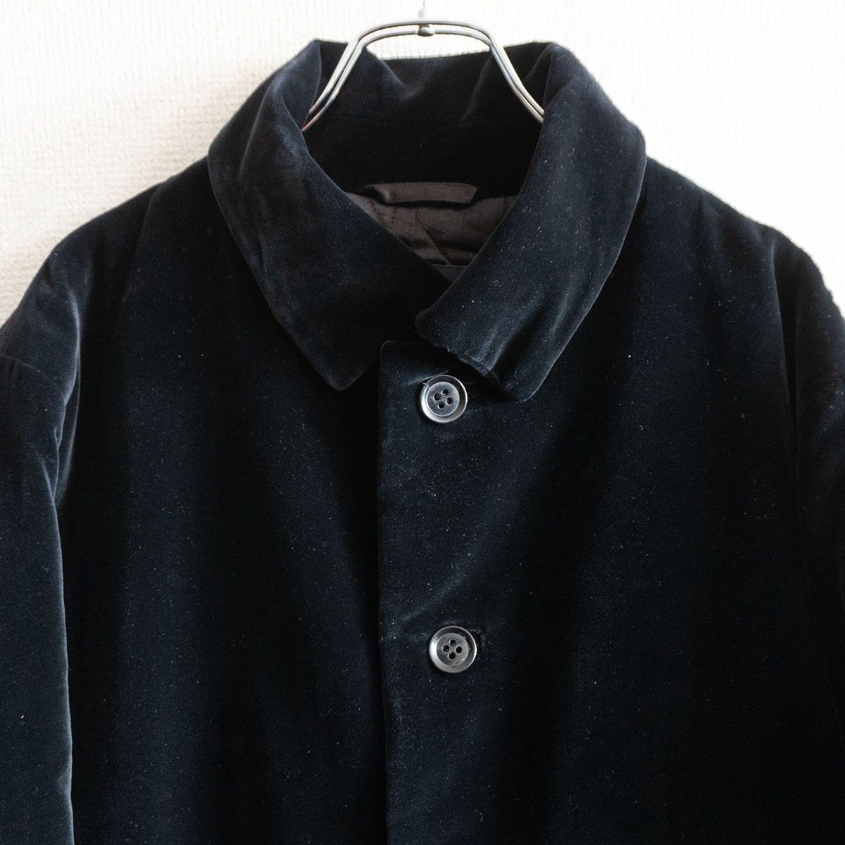 美品】GIORGIO ARMANI【ベルベット ロング コート】48 ブラック