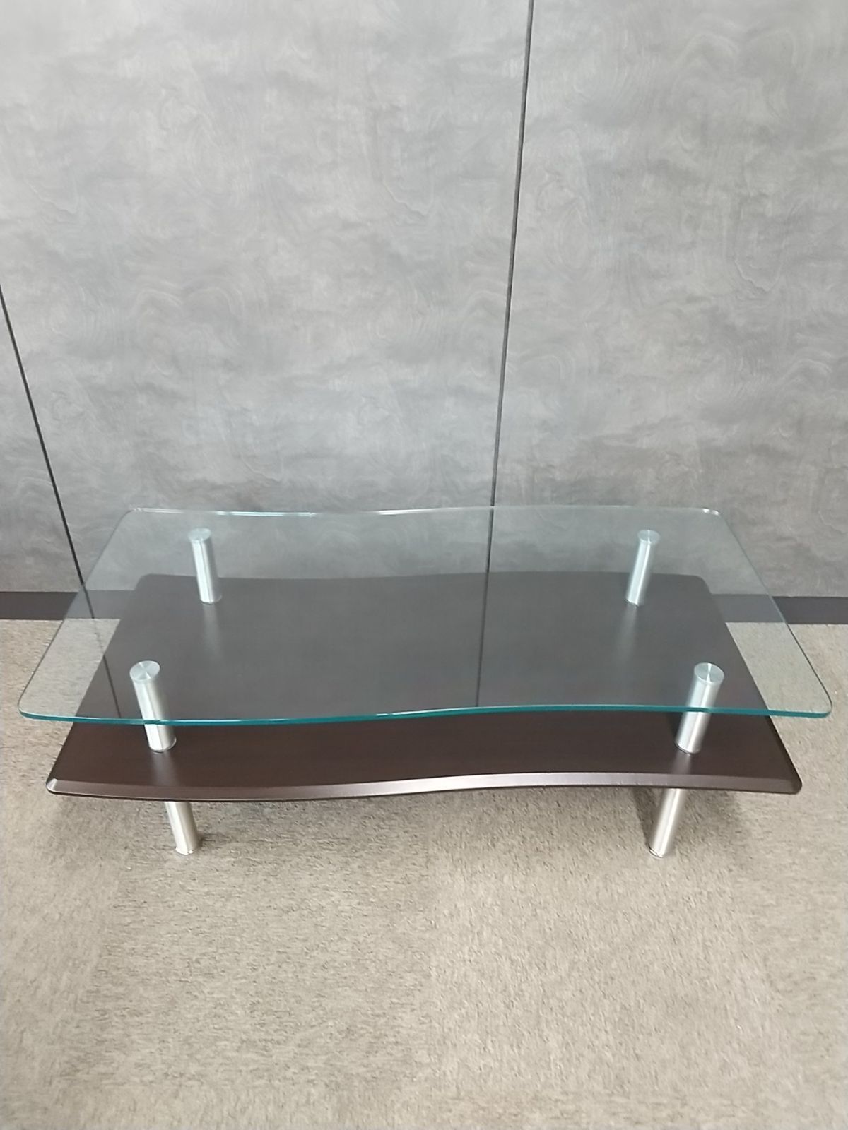 強化ガラス リビングテーブル GLT-2320 ダークブラウン
