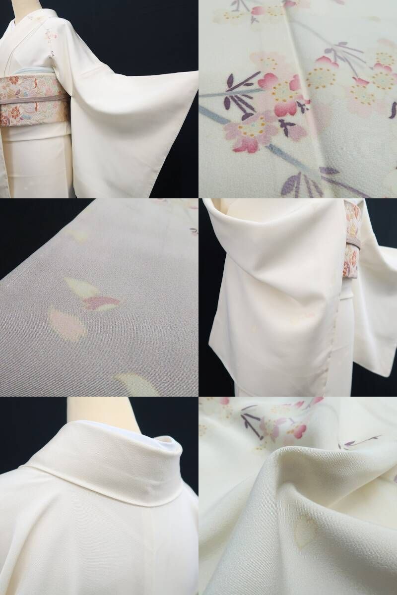 ❁tomihisa❁新品 本加賀友禅 菊田宏幸 落款 桜 着物 正絹 仕付け糸付