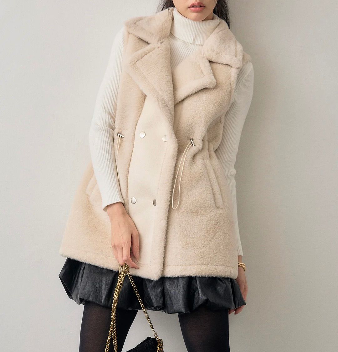 テディボアウエストドロストベスト アイボリー 本物 新品 Frene