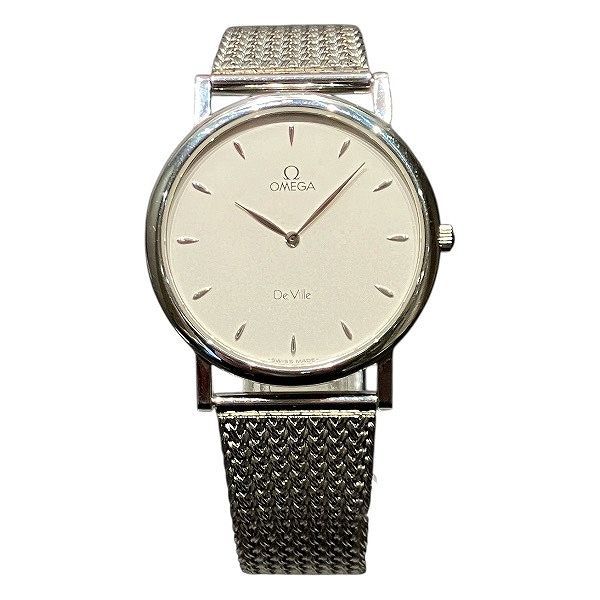 オメガ デビル クォーツ シルバー文字盤 時計 腕時計 メンズ