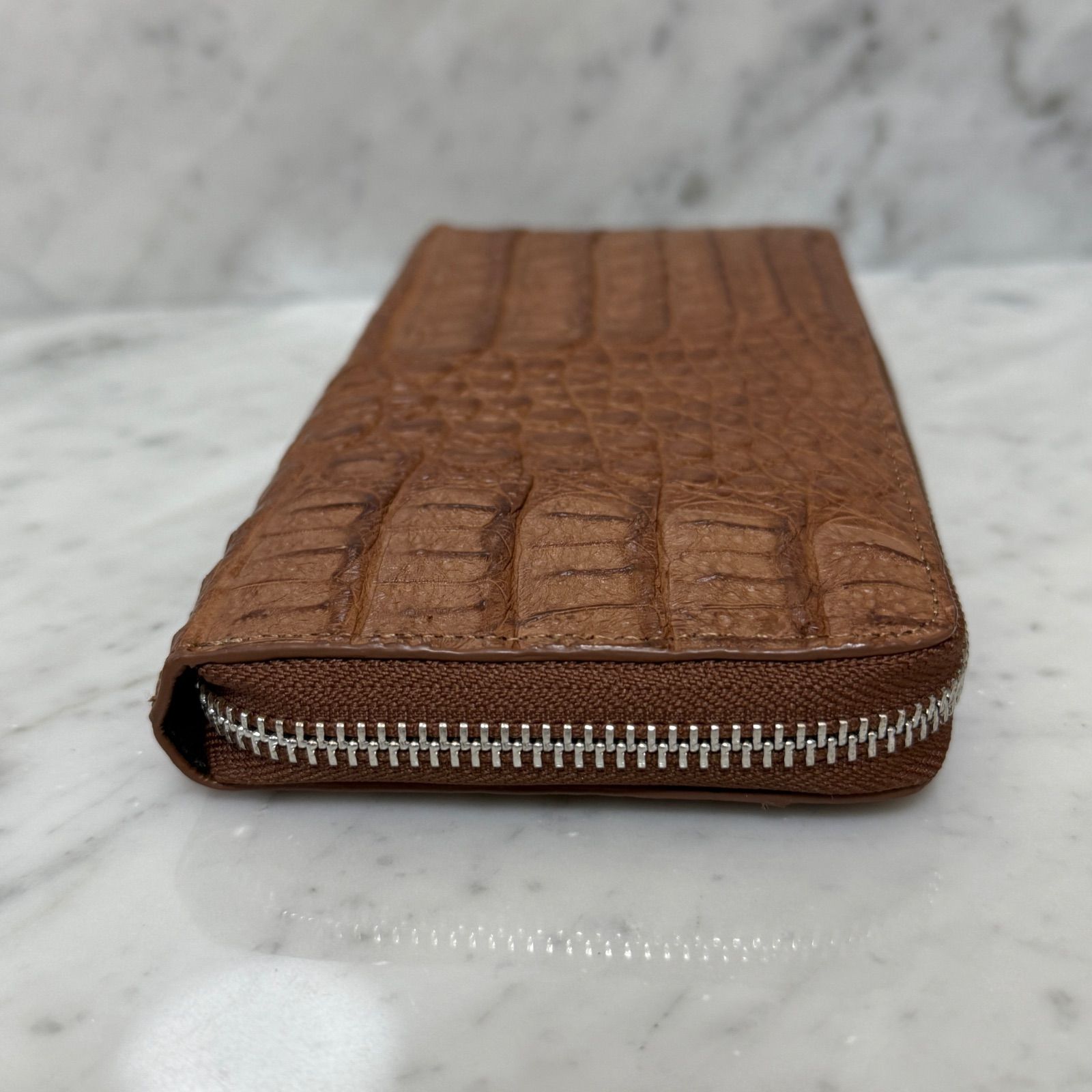 新品 未使用 CROCODILE クロコダイル 本革 レザー 長財布 ジップ
