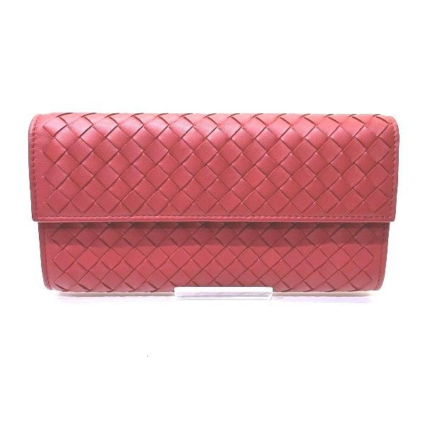 ボッテガ ヴェネタ イントレチャート 150509 レッド 2つ折り財布 長財布 レディース