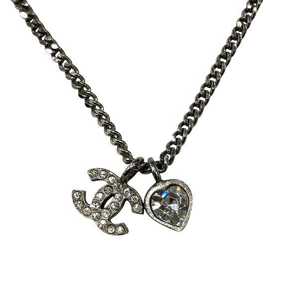 シャネル CHANEL シルバー 09 C ココマーク ハート ラインストーン ブランド小物 ネックレス レディース