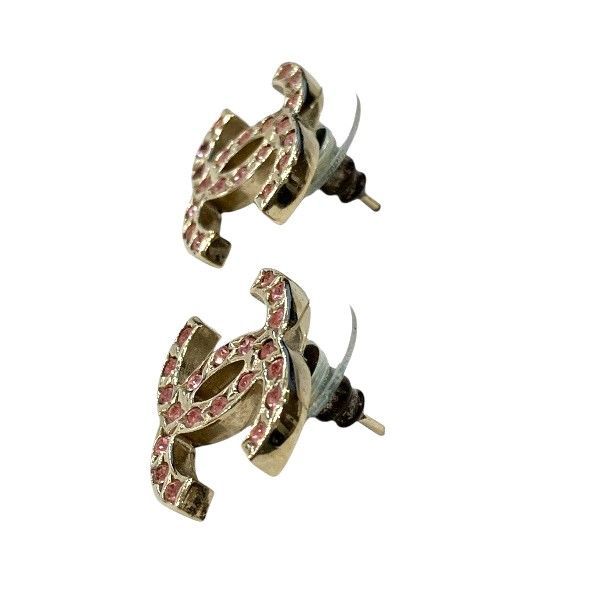 シャネル CHANEL 06 A ココマーク ゴールド ピンク ラインストーン ブランド小物 ピアス レディース