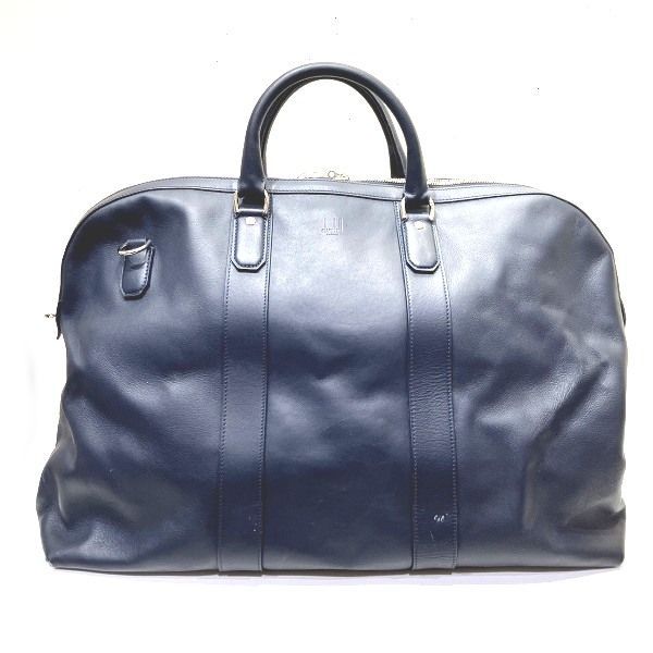 ダンヒル ダークネイビーレザー バッグ ボストンバッグ メンズ