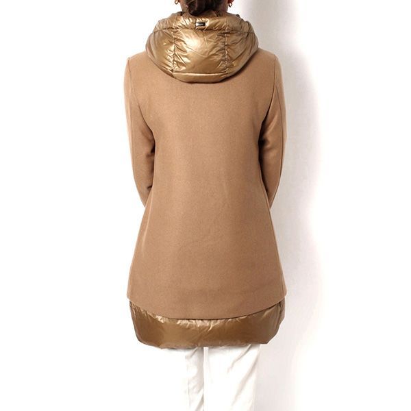 25AWモデル ◇【HERNO ヘルノ】レイヤード ウールコート ベージュ 42