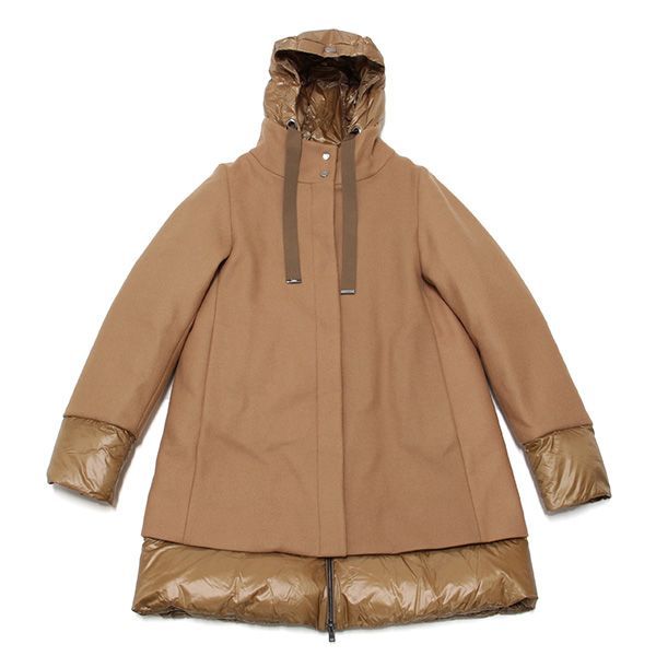 25AWモデル ◇【HERNO ヘルノ】レイヤード ウールコート ベージュ 42